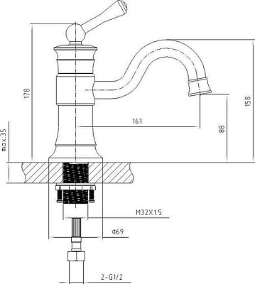 Смеситель для раковины Timo Adelia 6061/02F антик