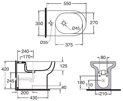 Биде напольное Azzurra Nuvola NUV500