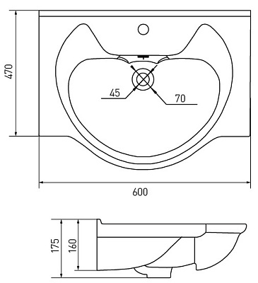 Раковина Santek Байкал 60 WH109652 полувстраиваемая