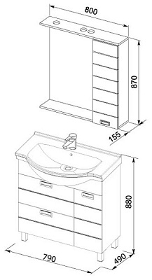 Тумба с раковиной Aquanet Сити 80 венге