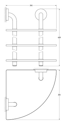 Полка Ellux Elegance ELE 054 3-х ярусная угловая, 26 см