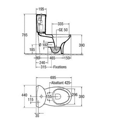 Бачок для унитаза Jacob Delafon Presquile E1425