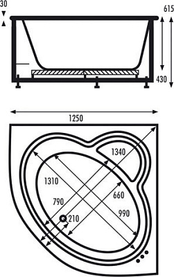 Акриловая ванна VAGNERPLAST Mini Catalina 125x125