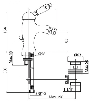 Смеситель Cezares Vintage VINTAGE-BSM1-01-Sw для биде