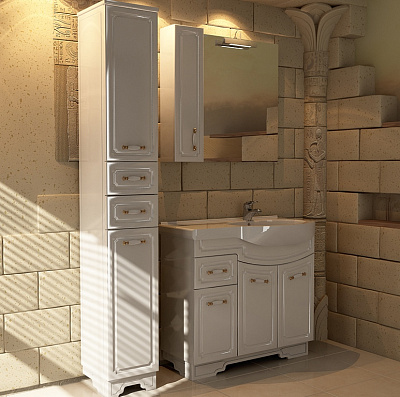 Шкаф-пенал ASB-Mebel Астра нсв декор 30 белый L