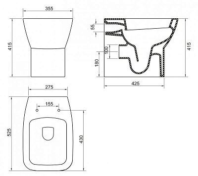 Чаша для унитаза BelBagno Lago BB128CB приставная