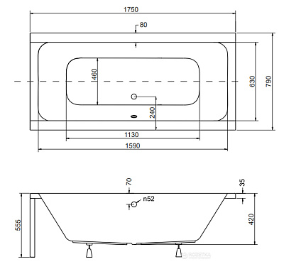 Акриловая ванна BESCO Quadro 175
