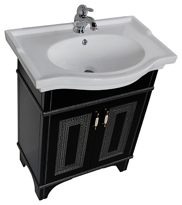 Тумба с раковиной Aquanet Валенса 70 черный краколет/серебро