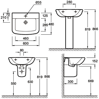 Раковина Jacob Delafon Panache E1435