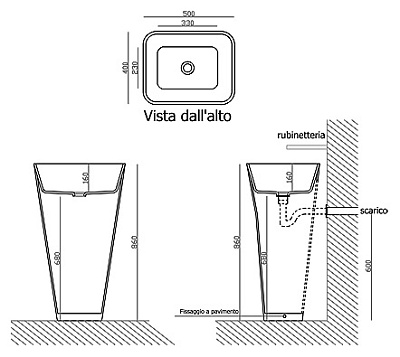 Раковина Galassia Meg11 Monolith 50x40