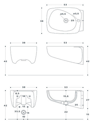 Биде подвесное Disegno Ceramica Fluid 572-1