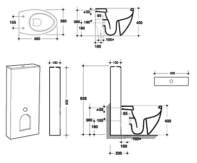Унитаз-компакт Disegno Ceramica Ovo 970-P