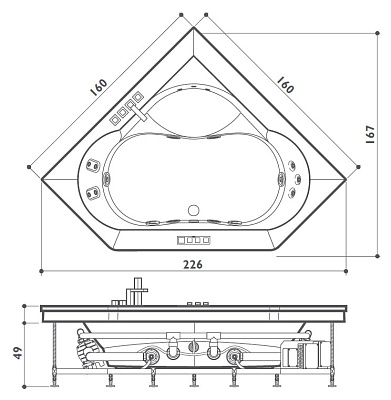 Акриловая ванна Jacuzzi Aura Corner 160 Corian