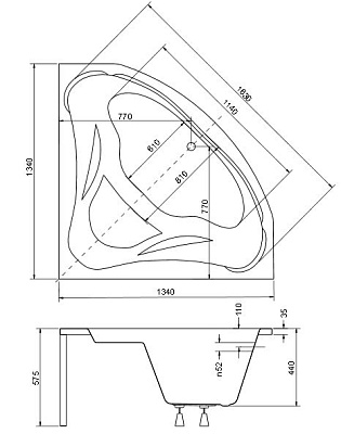 Акриловая ванна BESCO Ewa 134