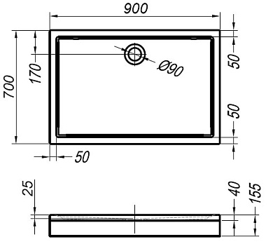 Поддон для душа Kolpa San Flamenco 90x70