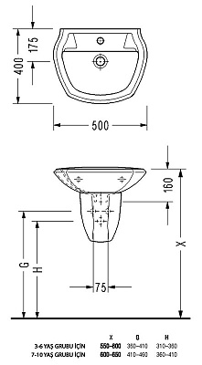 Раковина Serel For children 8701 с полупьедесталом