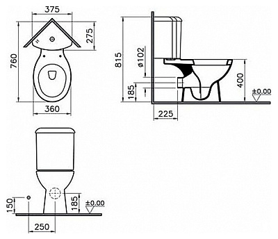 Унитаз-компакт VitrA Arkitekt 9754B003-7200