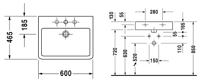 Раковина Duravit Vero 0454600000 (60 см)