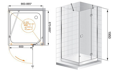 Душевой уголок Cezares Crystal A1 100 C Cr L