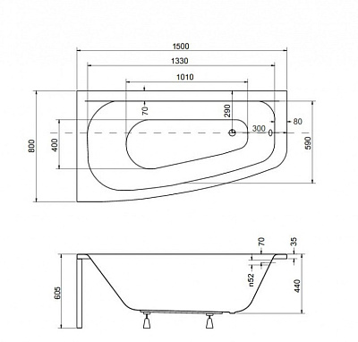 Акриловая ванна BESCO Luna 150 L