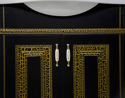 Тумба с раковиной Aquanet Валенса 70 черный краколет/золото