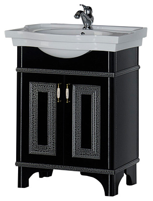 Тумба с раковиной Aquanet Валенса 70 черный краколет/серебро