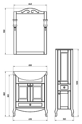 Тумба с раковиной ASB-Mebel Флоренция 65 белая патина серебро