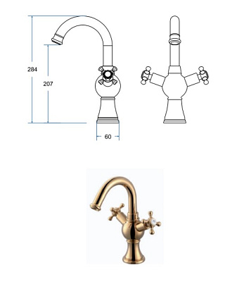 Смеситель на раковину BESCO Retro II бронза
