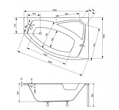 Акриловая ванна BESCO Rima 160 P