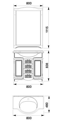 Зеркало Aquanet Луис 80 бежевое