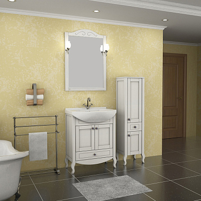 Тумба с раковиной ASB-Mebel Флоренция 65 белая патина серебро