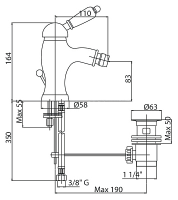 Смеситель Cezares Venezia VENEZIA-BSM1-02-Bi для биде