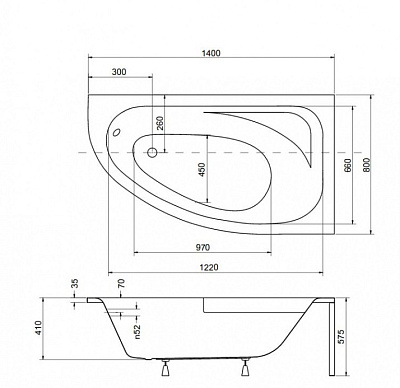 Акриловая ванна BESCO Cornea 140 P