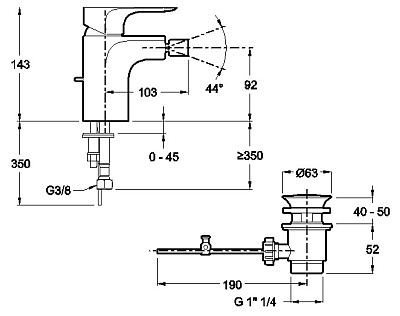 Смеситель Jacob Delafon Aleo E72279-CP для биде