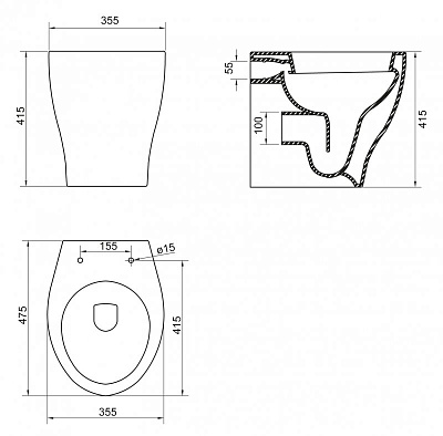 Чаша для унитаза BelBagno Alba BB125CB приставная