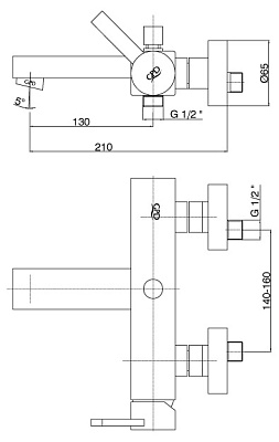 Смеситель GPD Quadro MBB90 для ванны с душем