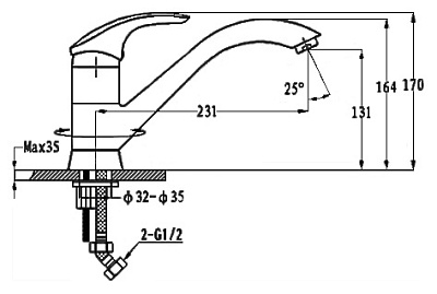 Смеситель GranFest 1924 Style для кухонной мойки белый