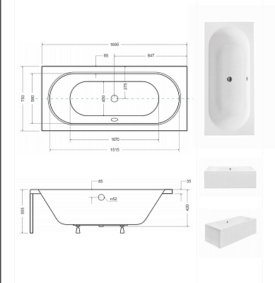 Акриловая ванна BESCO Vitae 170