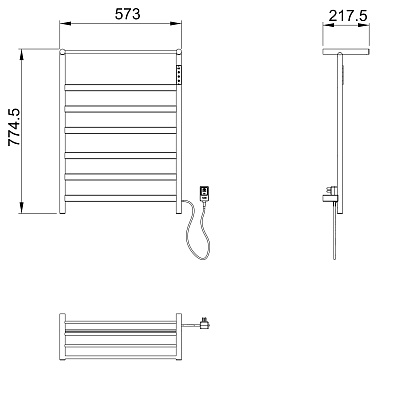 Полотенцесушитель электрический WONZON & WOGHAND ESSEN, Черный матовый WW-A403-MB