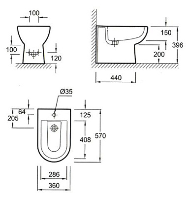 Биде напольное Jacob Delafon Panache E1372