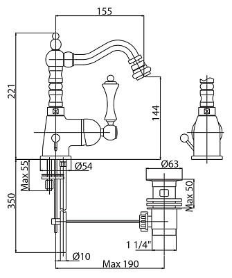 Смеситель Cezares Margot MARGOT-BSM2-01-Bi для биде