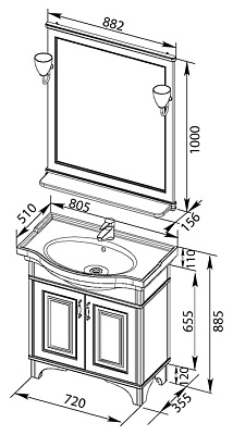Мебель для ванной Aquanet Валенса 80 черный краколет/серебро