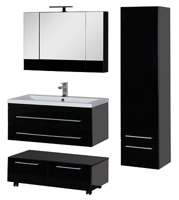 Тумба Aquanet Нота 100 подкатная черная