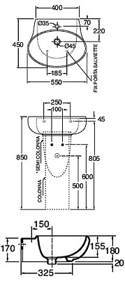 Раковина Azzurra Clas CLA200B1/55