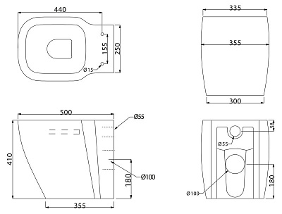 Чаша для унитаза BelBagno Aldina BB114CB приставная