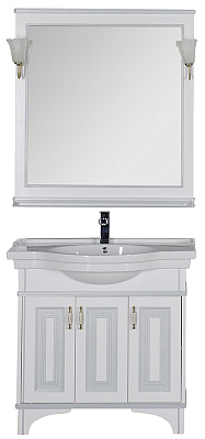 Тумба с раковиной Aquanet Валенса 90 белый краколет/серебро