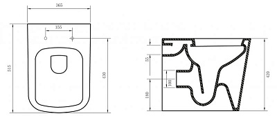 Чаша для унитаза приставного BelBagno Albano безободкового