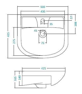 Раковина Santek Ладога WH110256 полувстраиваемая