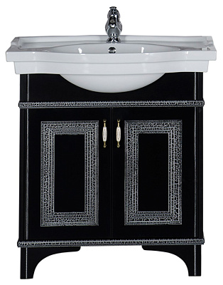 Тумба с раковиной Aquanet Валенса 80 черный краколет/серебро