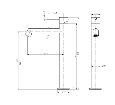 Смеситель для раковины высокий WONZON & WOGHAND, Хром WW-H1064-CR